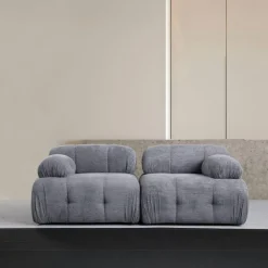 Canapés En Tissu|ICA Canapé modulable 2 places gris, assise profonde 190 cm