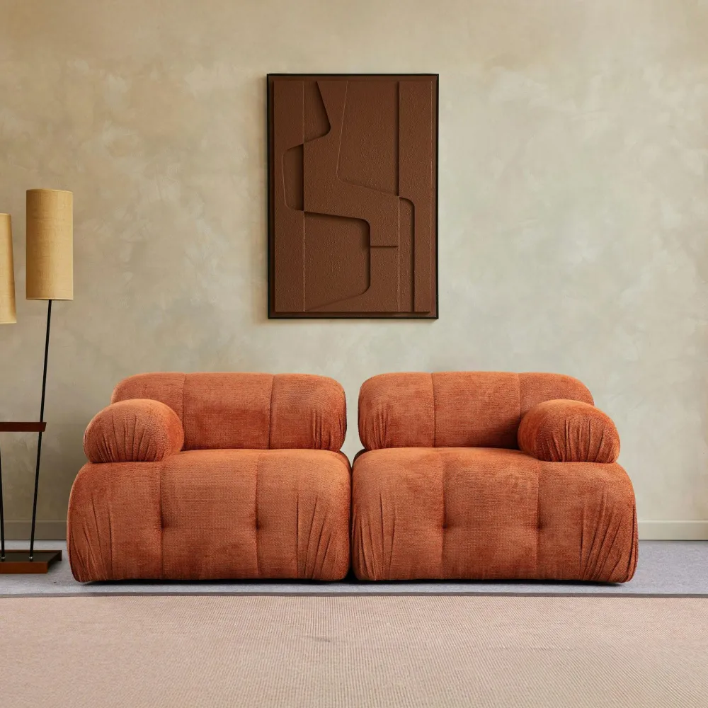 Canapés En Tissu|ICA Canapé modulable 2 places rouille, assise profonde 190 cm