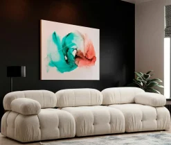 Canapés En Tissu|RONDA Canapé modulable 3 places tissu bouclette écru