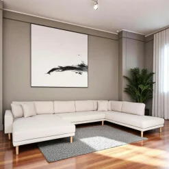 Canapés 3 Places|Canapés D'Angle|AMSTERDAM Canapé panoramique beige sable - côté gauche, 370 cm