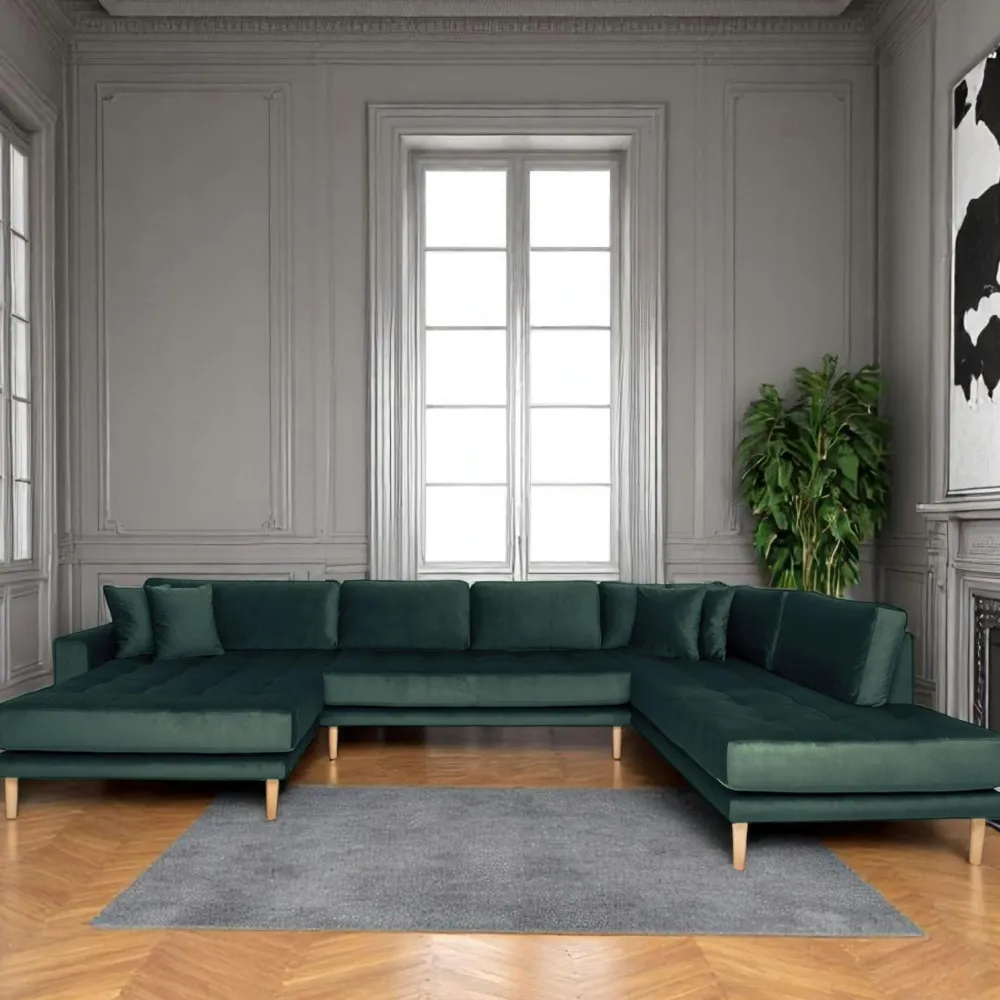 Canapés En Tissu|Canapés 3 Places|AMSTERDAM Canapé panoramique vert foncé - côté gauche
