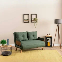 Canapés En Tissu|LOJA Canapé-lit d'appoint en tissu vert sapin, 2 places