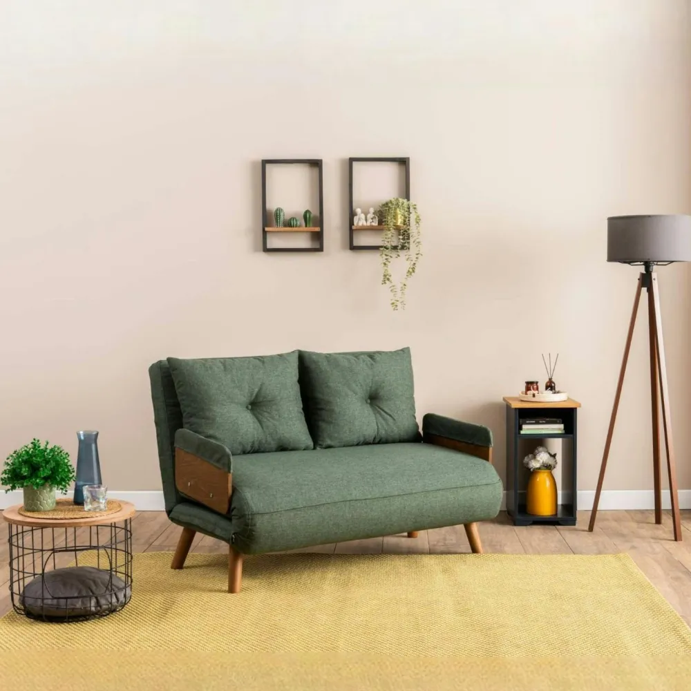Canapés En Tissu|LOJA Canapé-lit d'appoint en tissu vert sapin, 2 places