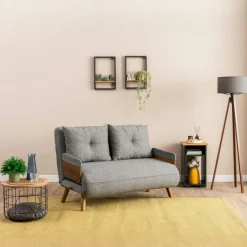 Canapés En Tissu|LOJA Canapé-lit d'appoint en velours noir, 2 places