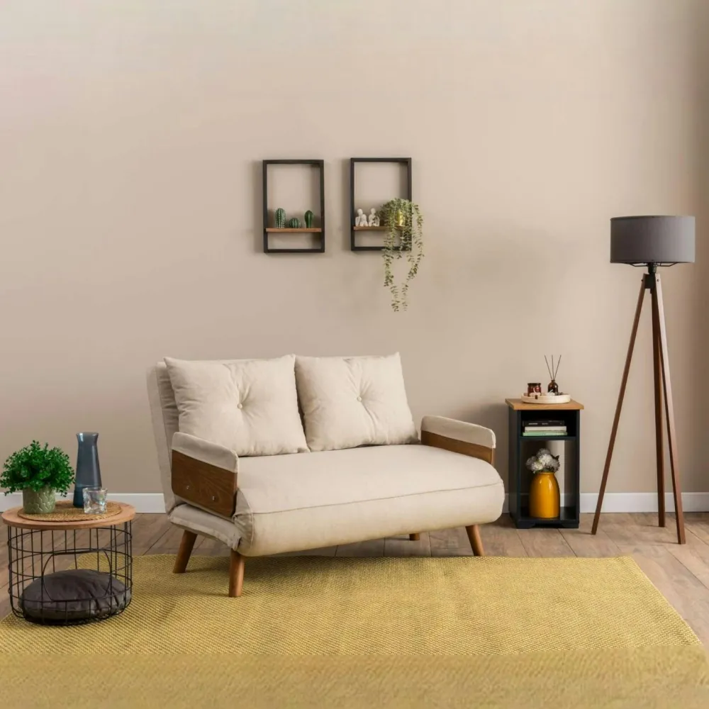 Canapés En Tissu|LOJA Canapé-lit d'appoint en velours noir, 2 places