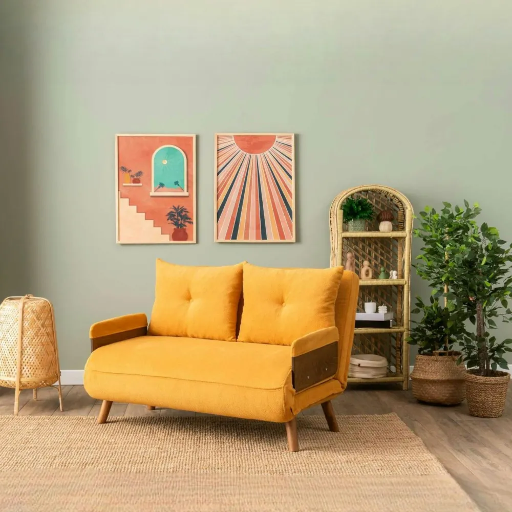 Canapés En Tissu|LOJA Canapé-lit d'appoint en velours noir, 2 places