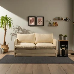 Canapés En Tissu|ORURO Canapé-lit en tissu crème, 2 personnes 140 cm