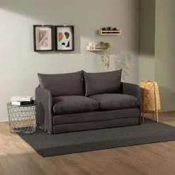 Canapés En Tissu|ORURO Canapé-lit en tissu gris, 2 personnes 140 cm