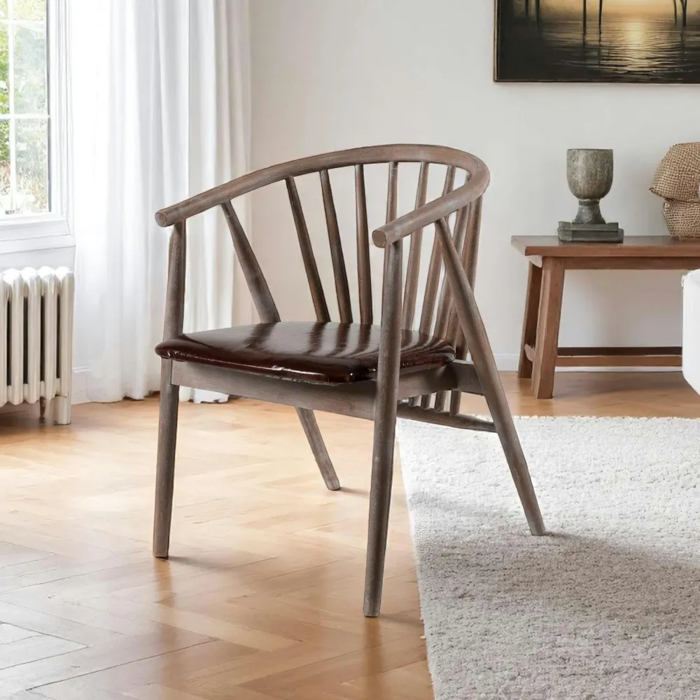 Meubles De Cuisine·Chaises|Chaises En Bois|TENA Chaise à barreaux en bois brun - assise assortie