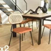 Chaises En Bois|Chaises Contemporaines|PALMA Chaise assise velours orange dossier rotin (lot de 2)