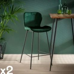 Tabourets De Bar En Velours|Melbourne Chaise bar en velours doré (lot de 2)