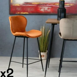 Tabourets De Bar En Velours|Melbourne Chaise bar en velours doré (lot de 2)