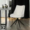 Chaises Capitonnées|Chaises Velours|IENA Chaise blanche pivotante en velours texturé (lot de 2)