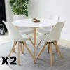 Chaises En Bois|Chaises Contemporaines|LOTA Chaise blanche scandinave pieds bois (lot de 2)