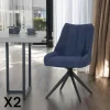 Chaises Capitonnées|Chaises Velours|IENA Chaise bleu nuit pivotante en velours texturé (lot de 2)