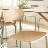 Chaises En Bois|Chaises Contemporaines|TIM Chaise bois et métal vert pale style écolier (lot de 2)
