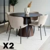 Meubles De Cuisine·Chaises|Chaises Contemporaines|SAVONE Chaise bouclette beige pieds noirs montants (lot de 2)