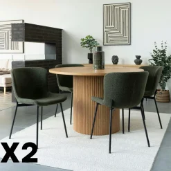 Meubles De Cuisine·Chaises|Chaises Contemporaines|SAVONE Chaise bouclette beige pieds noirs montants (lot de 2)