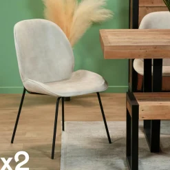 Meubles De Cuisine·Chaises|Chaises Velours|FLORENCE Chaise contemporaine en velours doré (lot 2)