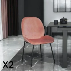 Meubles De Cuisine·Chaises|Chaises Velours|FLORENCE Chaise contemporaine en velours doré (lot 2)