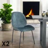 Meubles De Cuisine·Chaises|Chaises Velours|FLORENCE Chaise contemporaine en velours bleu glacier (lot 2)