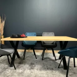 Meubles De Cuisine·Chaises|Chaises Velours|FLORENCE Chaise contemporaine en velours bleu glacier (lot 2)