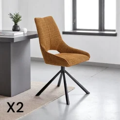Meubles De Cuisine·Chaises|Chaises Capitonnées|LIGURIE Chaise contemporaine pivotante rouille (lot de 2)