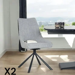 Meubles De Cuisine·Chaises|Chaises Capitonnées|LIGURIE Chaise contemporaine pivotante grise (lot de 2)