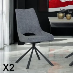 Chaises Capitonnées|Chaises Contemporaines|LIGURIE Chaise contemporaine pivotante lagon (lot de 2)