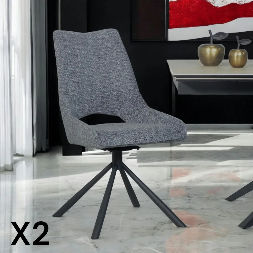 Chaises Capitonnées|Chaises Contemporaines|LIGURIE Chaise contemporaine pivotante lagon (lot de 2)