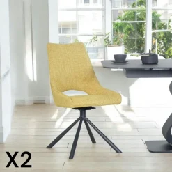 Chaises Capitonnées|Chaises Contemporaines|LIGURIE Chaise contemporaine pivotante lagon (lot de 2)