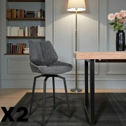 Meubles De Cuisine·Chaises|Chaises Capitonnées|IENA Chaise cosy en tissu beige (lot de 2)