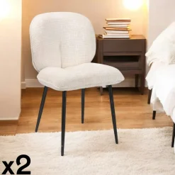 Meubles De Cuisine·Chaises|Chaises Capitonnées|IENA Chaise cosy en tissu beige (lot de 2)