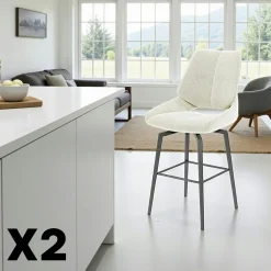 Meubles De Cuisine·Chaises|Chaises Capitonnées|IENA Chaise cosy en tissu beige (lot de 2)