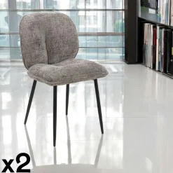 Chaises Capitonnées|Chaises Contemporaines|IENA Chaise cosy en tissu gris (lot de 2)