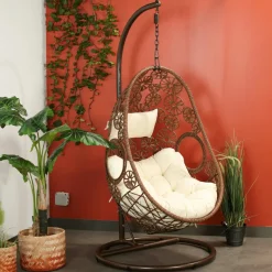 Chaises Capitonnées|Chaises Contemporaines|TIM Chaise cuir et rotin havane pied luge (lot de 2)