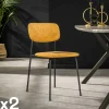 Chaises Contemporaines|Meubles De Cuisine·Chaises|Melbourne Chaise d'écolier en velours doré (lot de 2)