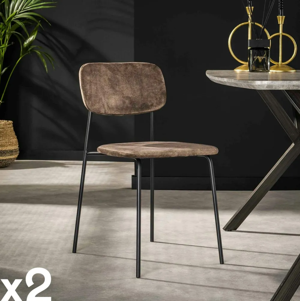 Chaises Contemporaines|Meubles De Cuisine·Chaises|Melbourne Chaise d'écolier en velours doré (lot de 2)