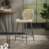 Univers Déco·Design Contemporain|GALWAY Chaise de bar beige en bouclette avec repose-pieds (lot de 2)