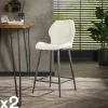 Univers Déco·Design Contemporain|GALWAY Chaise de bar blanche en bouclette avec repose-pieds (lot de 2)