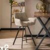 Univers Déco·Design Contemporain|Chaises Bouclettes|Melbourne Chaise de bar confortable en bouclette sable avec fonction pivotante (lot de 2)