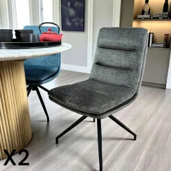 Univers Déco·Design Contemporain|Melbourne Chaise de bar confortable en velours cannelle avec fonction pivotante (lot de 2)