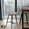 Tabourets De Bar En Velours|OKA Chaise de bar en velours gris à double coussinage (lot de 2)