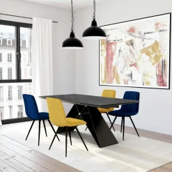 Tabourets De Bar En Velours|ARLINGTON Chaise de bar en velours gris (lot de 2)