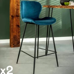 Tabourets De Bar En Velours|Melbourne Chaise de bar en velours brique style moderne (lot de 2)
