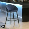 Tabourets De Bar En Velours|HAWAI Chaise de bar en velours bleu forme coquillage (lot de 2)