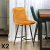 Tabourets De Bar En Velours|OKA Chaise de bar en velours doré à double coussinage (lot de 2)