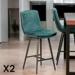 Tabourets De Bar En Velours|OKA Chaise de bar en velours doré à double coussinage (lot de 2)