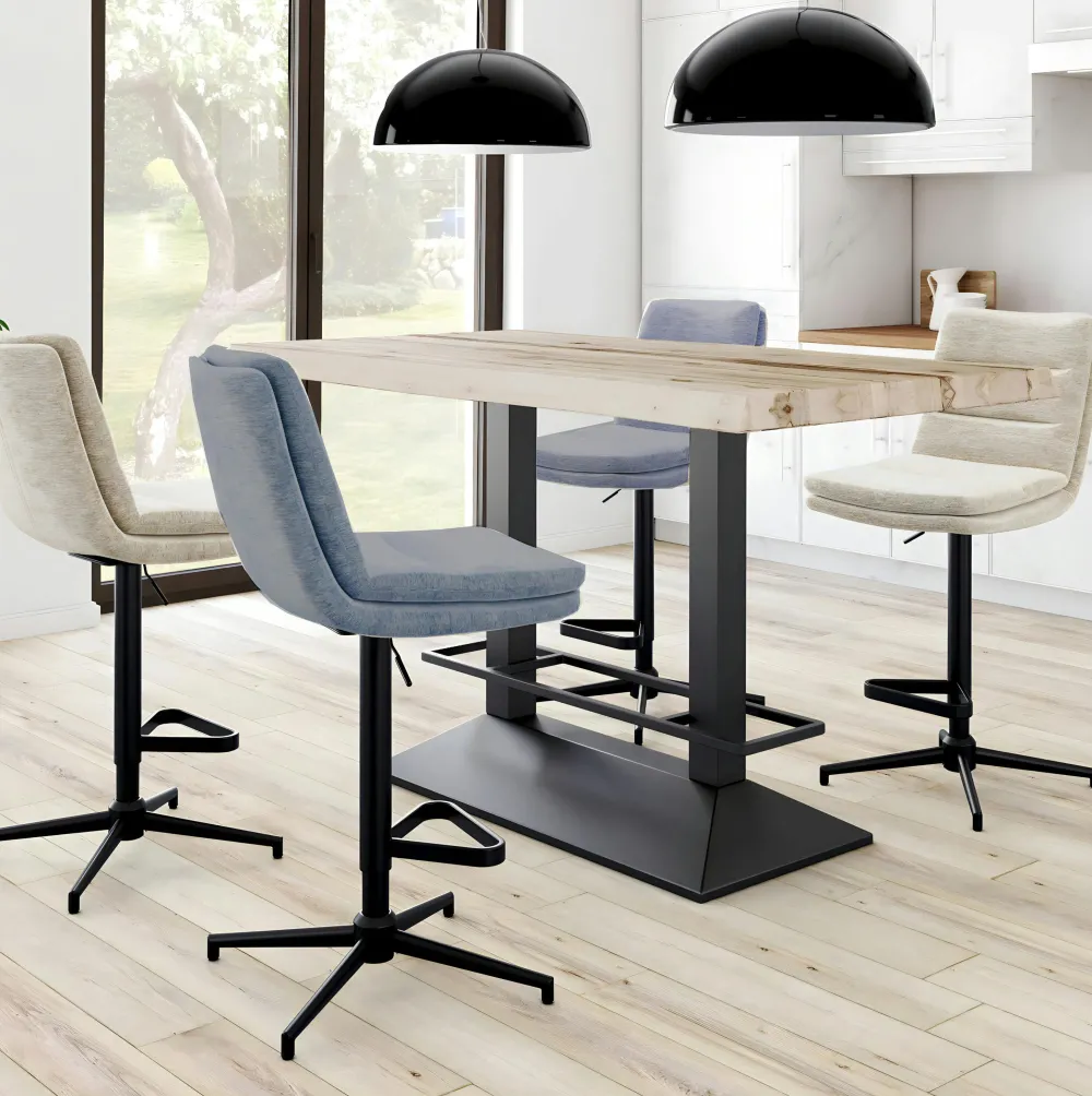 Tabourets De Bar En Velours|OKA Chaise de bar en velours doré à double coussinage (lot de 2)