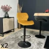 Tabourets De Bar En Velours|PALERME Chaise de bar moderne en velours doré réglable en hauteur (lot de 2)